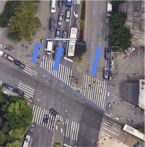Diagram illustrating an extended crosswalk proposal